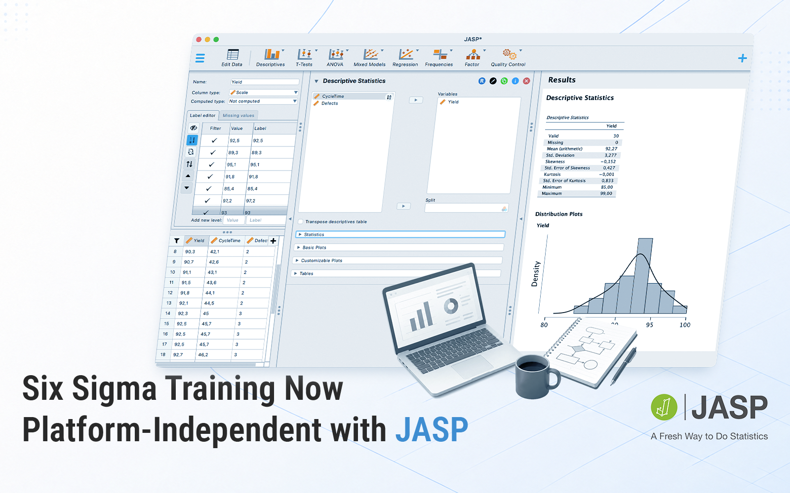 Six Sigma Trainings jetzt auch mit JASP